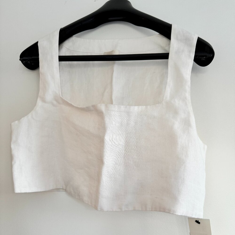 Posse Alice tank Top Womens Small/Medium 100% Linen Cropped Relaxed Fit